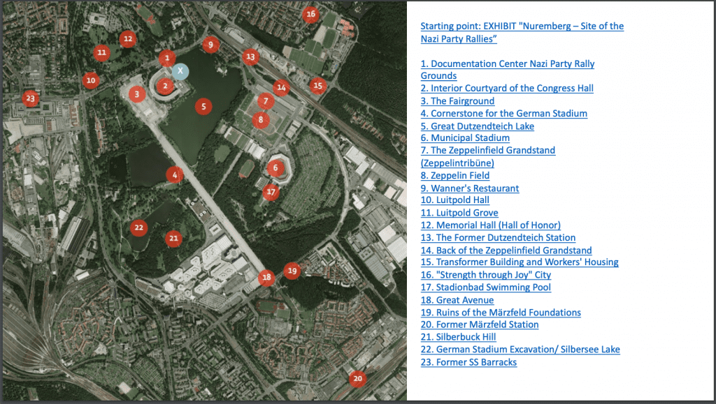 Overhead map and guide to nazi party rally grounds